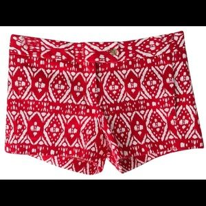 J Crew Stretch Red Tribal Print Shorts